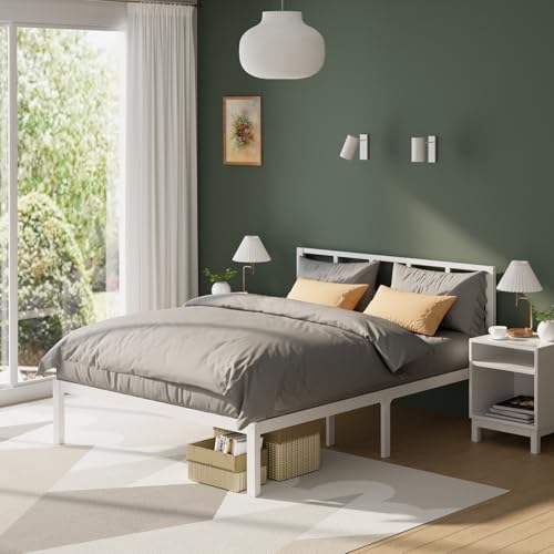 Bamboo Bed Frame with Headframe 12-Inch Solid Platform Bed with Wooden Slats by Bambooflow