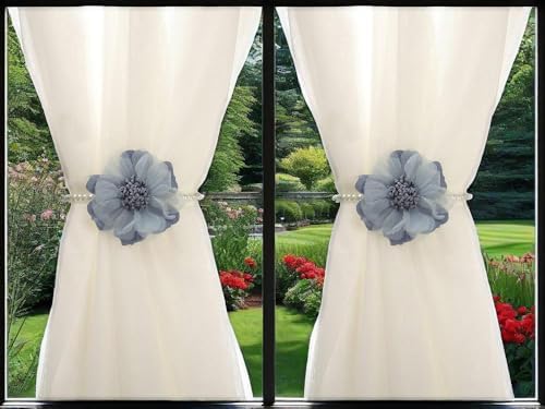 SUQ I OME Pearl Beaded Flower Curtain Tiebacks, 1 Pair - Image 4