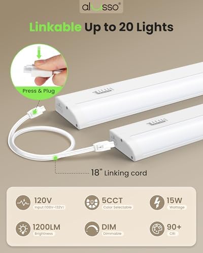 ALUSSO Hardwired 120V Under Cabinet Lighting 24 Inch Counter Kitchen Closet - Image 6