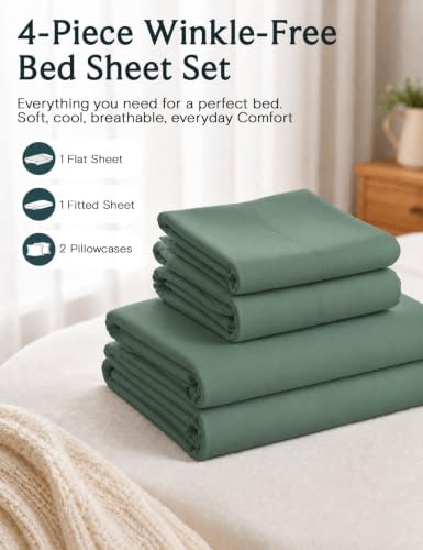 Queen Size Sheet Set, Cooling & Soft Deep Pocket Bed Sheets - Image 5
