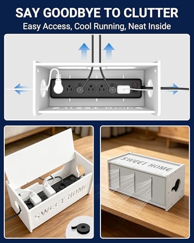 Large Cable Management Box, Imitation Wood Plastic Cord Organizer Boxs - Image 5