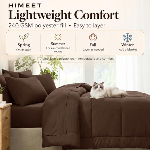 HIMEET King Size Comforter Set Brown, 7 Pieces Bed in a Bag - Image 6