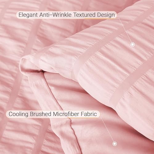 MUXHOMO Full Comforter Set 7 Pieces, Seersucker Bed in a Bag - Image 6