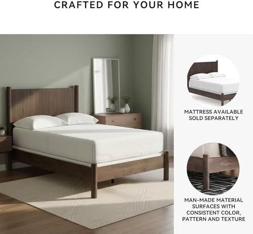 Signature Design by Ashley Brown Wood Full Panel Bed, Reeded Headboard - Image 4