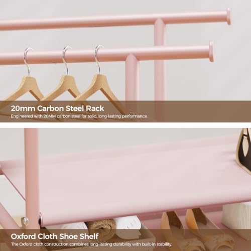 HYSEYY Clothes Rack, Double Rods Rolling Clothing Rack - Image 4