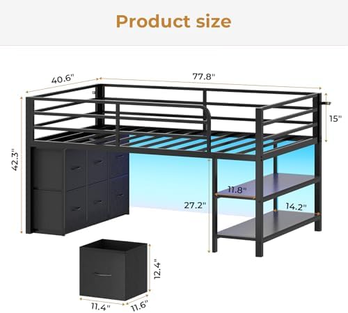 ADORNEVE Low Loft Bed Twin Size - Image 2