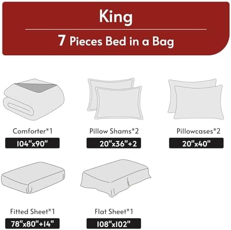 MUXHOMO King Comforter Set 7 Pieces, Reversible Bed in a Bag - Image 5