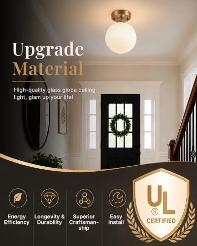 Majade Semi Flush Mount Ceiling Light 6" Globe Champagne Bronze - Image 4