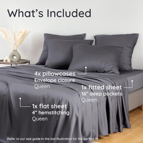 Bambaw 100% Viscose Derived from Bamboo Queen Size Sheet Set, 6 Piece Set - Image 2