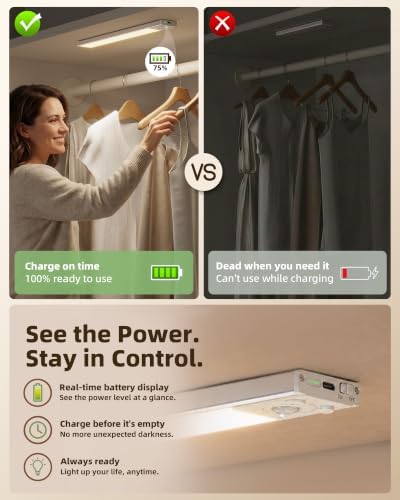 EZVALO Under Cabinet Lighting Wireless, LED Motion Sensor Indoor, Dimmable & 3 - Image 6
