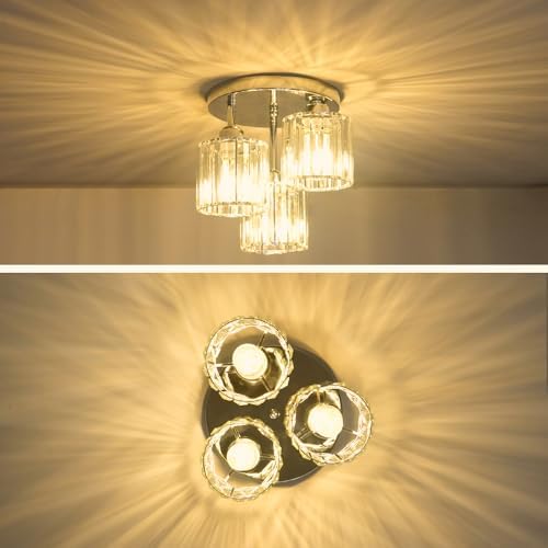 Lxybcce Crystal Ceiling Light Fixture, Chrome Semi Flush Mount Ceiling Light - Image 6