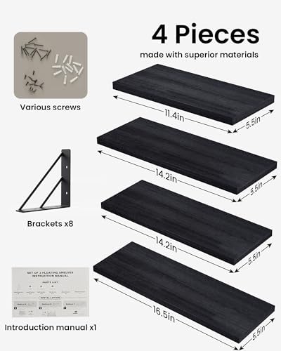 BAYKA Wall Mounted Black Floating Shelves - Image 6