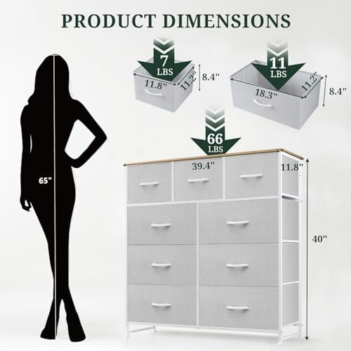 9-Drawer Dresser for Bedroom, Anti-Tip Tall Storage Organizer - Image 3