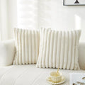 Sunday Praise Faux Fur Decorative Throw Pillow Covers 18x18 Cream White by SundayPraise