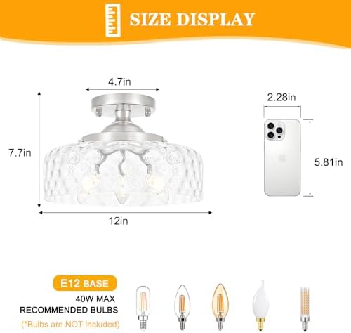 Brushed Nickel Semi Flush Mount Ceiling Light, 3-Light Ceiling Light - Image 7