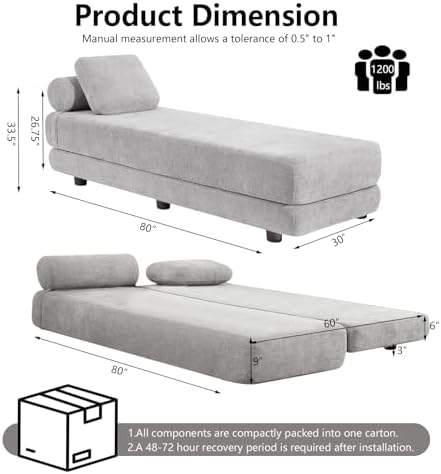 80-Inch Inch Upholstered Daybed, Chaise Lounge Chair Indoor - Image 2