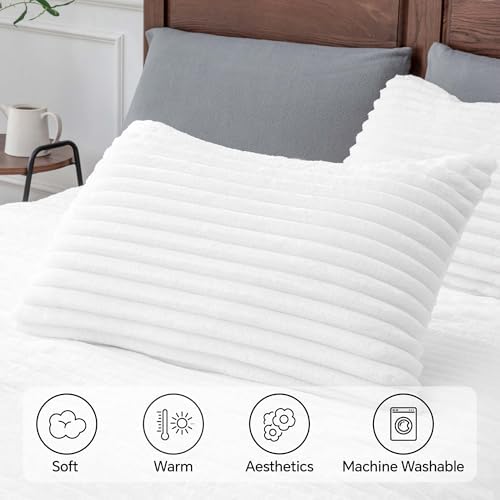 BEDELITE Fleece California King Comforter Set, Fluffy Bed Set, Bright White - Image 5
