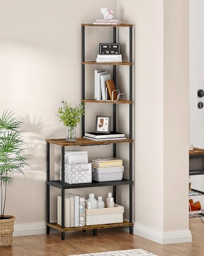 6-Tier Corner Shelf, Industrial Corner Bookshelf by Choezon