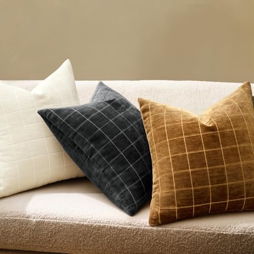 MIULEE Black Plaid Decorative Throw Pillow Covers 20x20 Set of 2 - Image 3