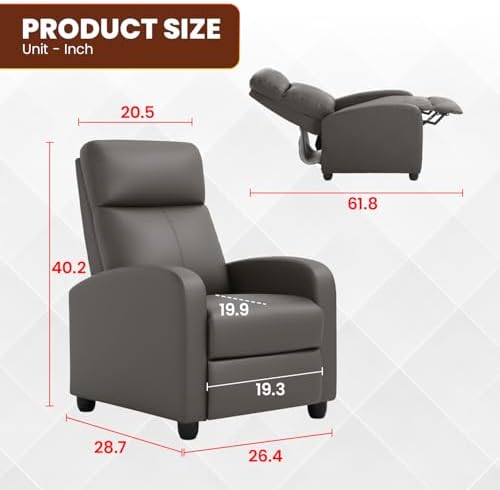 BestMassage | Recliner Chair | No Massage Function | Pu Grey | - Image 3