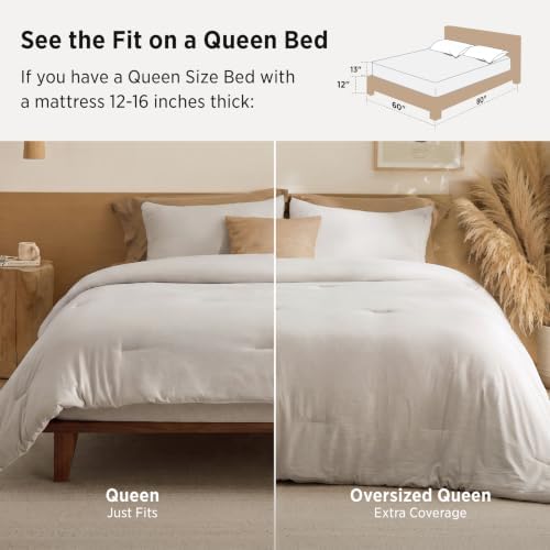 Bedsure Queen Comforter Set Prewashed Soft Bedding Set 3Pcs Beige 90"x90" - Image 2
