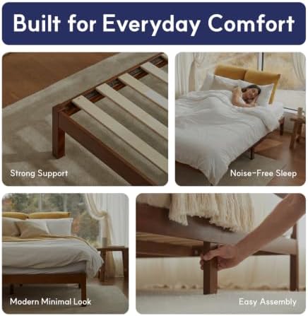 Twin Bed Frame Classic Solid Pine Wood Platform, Noise Free, Under Bed Storage - Image 3