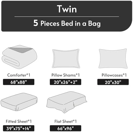 Twin Comforter Set 5 Pieces, Reversible Bed in a Bag - Image 5
