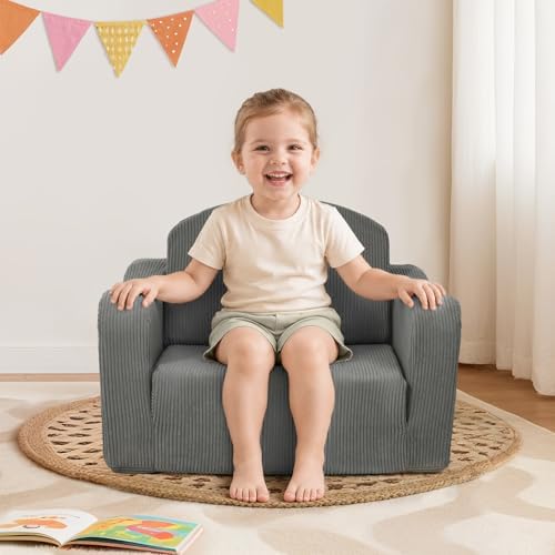 Kids Sofa Chair, 2-in-1 Kids Couch, Fold Out Foam Sofa - Image 5