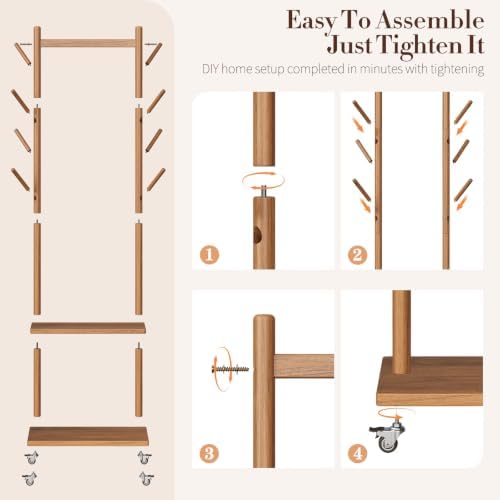 Yoobure Solid Wood Coat Rack Freestanding - Image 6