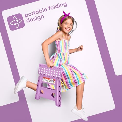 Foldable Step Stool for Adults 13 Inch, 300 lbs, Light Purple - Image 4