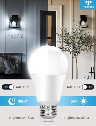 Outdoor Sensor Light Bulbs, E26 Dusk to Dawn Activated Security - Image 2