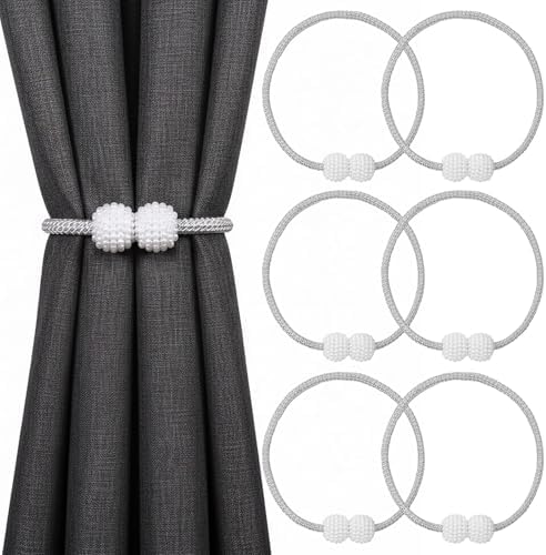 6 Pack Grey Magnetic Curtain Tiebacks by Unknown