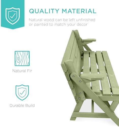 Best Choice Products 2-in-1 Transforming Interchangeable Outdoor Wooden Picnic - Image 3