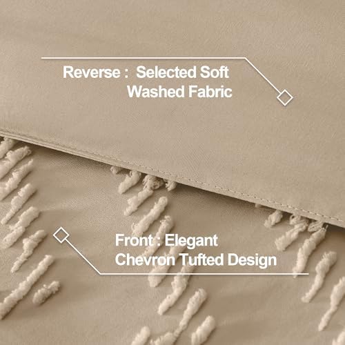 Andency Taupe Comforter Set Queen Size, 3 Pieces Boho Bed Set - Image 6