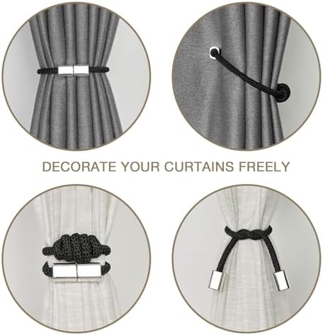 NICEEC 4 Pack Mini Magnetic Curtain Tiebacks Modern Simple Style Drape Tie - Image 5