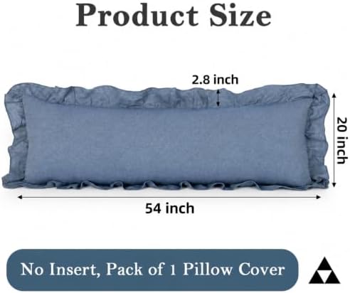 JoraLion Ruffled Body Pillow Cover 20x54 Solid Dusty Blue - Image 4