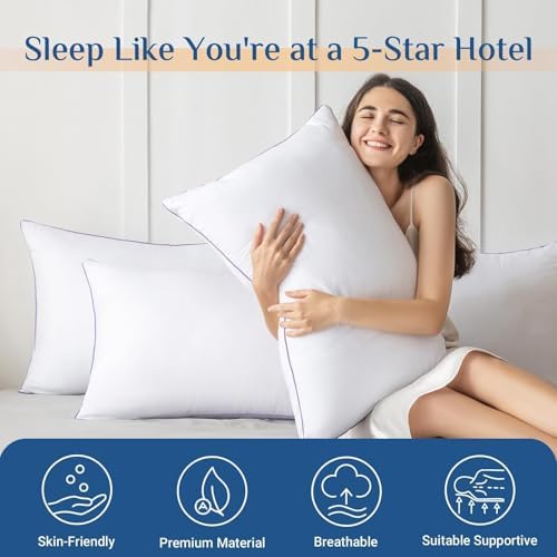 JOLLYVOGUE Pillows Queen Size Set of 6, Washable Supportive 6 Pack Bed Pillows - Image 2