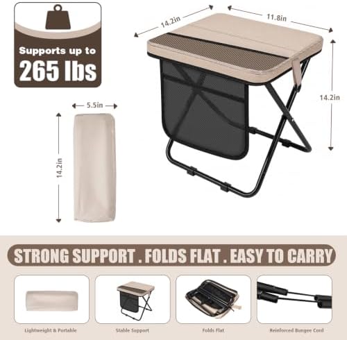 Soly Portable Folding Stool, 14.2"Collapsible Camp Stool - Image 2