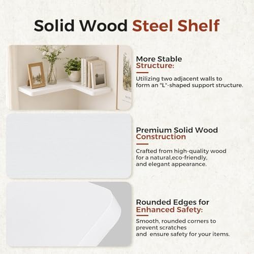 Solid Wood Corner Floating Shelves - Image 4