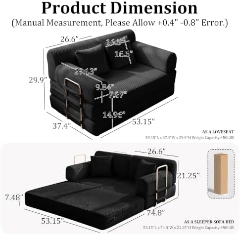 Convertible Futon Sofa Bed, Boneless Couch - Image 3