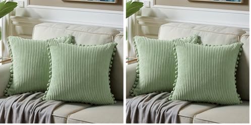 Fancy Homi Pack of 4 Sage Green Decorative Throw Pillow Covers by Fancy+Homi