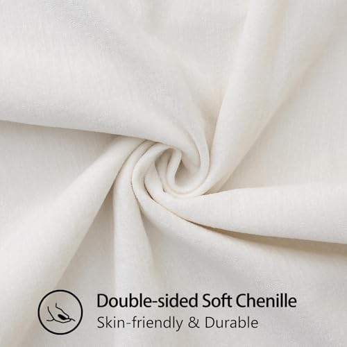 decorUhome Soft Chenille Throw Pillow Covers 22x22 Set of 2 Cream White - Image 4