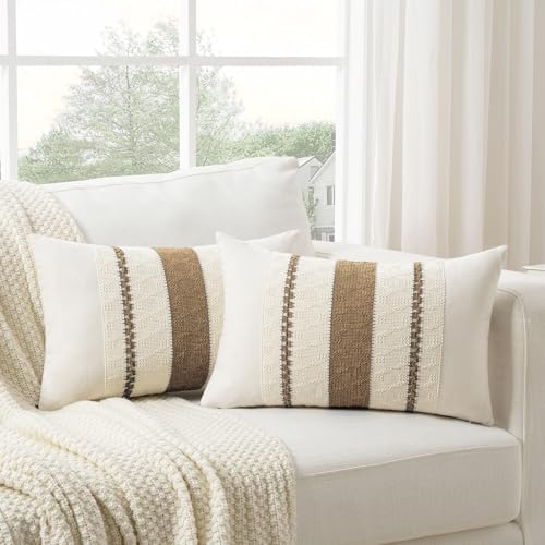 Fancy Homi Set of 1 Boho Light Brown Long Lumbar Decorative Throw Pillow Cover - Image 2