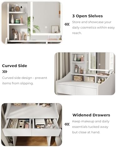 Small Makeup Vanity Desk with Mirror and Lights - Image 6