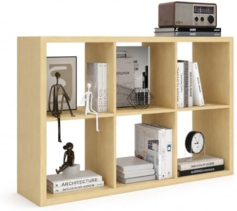 CTESNE【2026 Wooden Thick Frame 6 Cube Storage Organizer Shelf by CTESNE