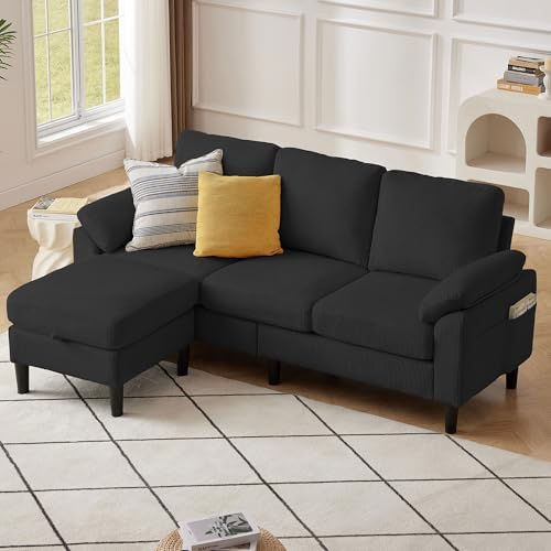 80''L Shaped Sectional Sofa Couch, 3 Seater Corduroy Sofa - Image 3
