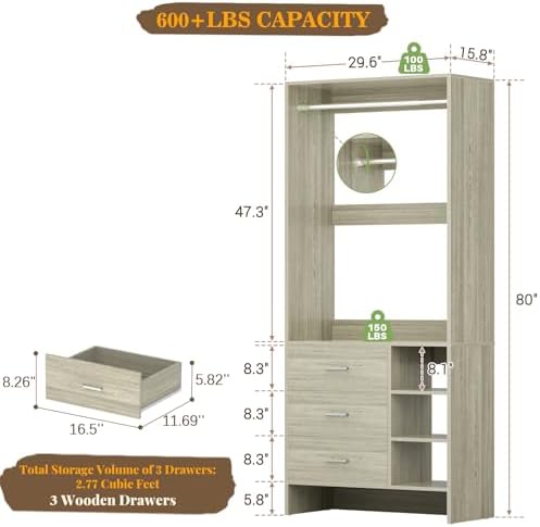 Aheaplus 2.5FT Closet System - Image 5