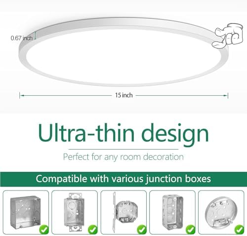 Brightever 15 Inch Dimmable Large Flush Mount Ceiling Light Fixture - Image 6