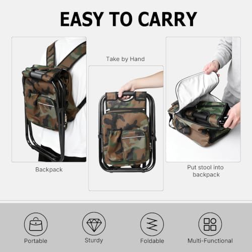 Folding Stool Backpack Cooler, Camping Fishing Chair - Image 5