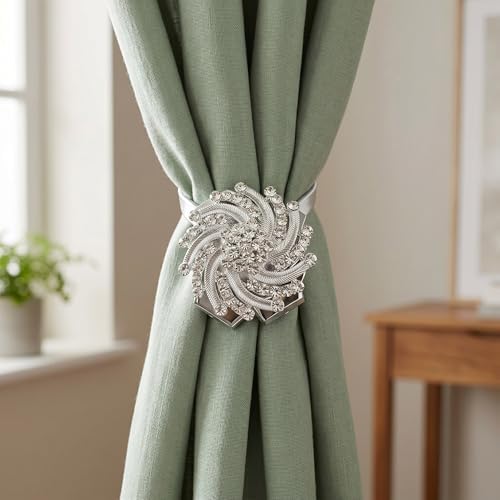 2 Pack Mini Flower Magnetic Curtain Tiebacks Window Holdback Buckles - Image 5